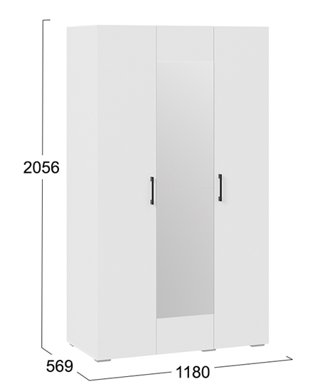 Шкаф для одежды 3-х дверный с зеркалом Нео (Белый) в Петрозаводске - изображение 5