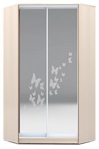 Шкаф 2400х1103, ХИТ У-24-4-66-05, бабочки, 2 зеркалами, дуб млечный в Петрозаводске - предосмотр