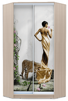 Шкаф 2200х1103, ХИТ У-22-4-77-03, Девушка с леопардом, шимо светлый в Петрозаводске - изображение