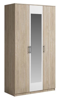 Шкаф 3 двери Светлана, с зеркалом, белый/дуб сонома в Петрозаводске - изображение