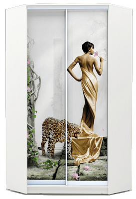 Шкаф 2300х1103, ХИТ У-23-4-77-03, Девушка с леопардом, белая в Петрозаводске - изображение