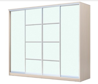 Шкаф 4-х дверный ХИТ 23-4-24/2-8888, с матовым стеклом, разделительные планки х2, Дуб млечный в Петрозаводске