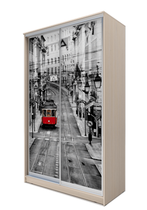 Шкаф-купе 2-х дверный 2200х1200х420, Лондон, трамвай ХИТ 22-4-12-77-01 Дуб Млечный в Петрозаводске - изображение