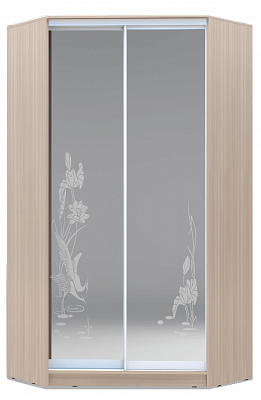 Шкаф угловой 2200х1103, ХИТ У-22-4-66-01, цапля, 2 зеркала, шимо светлый в Петрозаводске - изображение