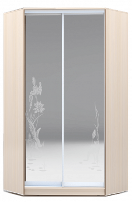 Шкаф-купе угловой 2200х1103, ХИТ У-22-4-66-01, цапля, 2 зеркала, дуб млечный в Петрозаводске - изображение