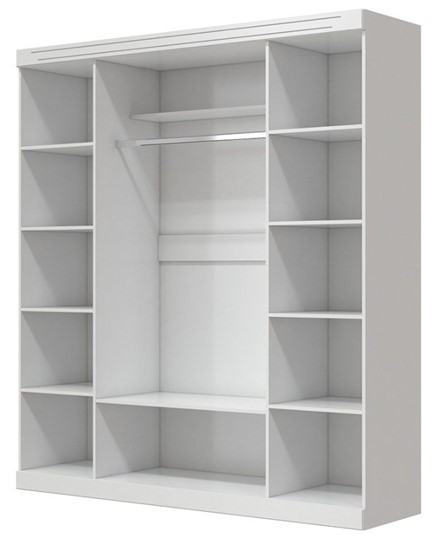 Шкаф четырехдверный в спальню Олимп ШР-4 (Белый) 2 зеркала в Петрозаводске - изображение 1