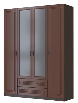 Шкаф четырехстворчатый в спальню Кантри, лак орех ШР-4, с 2мя зеркалами в Петрозаводске - изображение