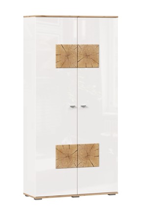 Шкаф двухстворчатый Фиджи с декоративными накладками 659.150, Дуб Золотой/Белый в Петрозаводске - изображение