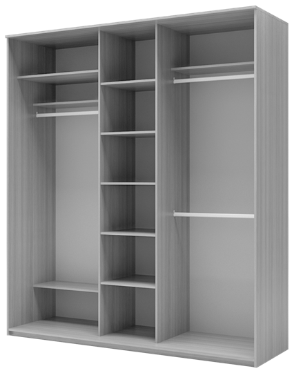 Шкаф 3-х створчатый 2400х1770х620 три зеркала, Сетка ХИТ 24-18-656 Белый в Петрозаводске - изображение 1