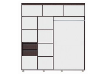 Шкаф 2-х дверный Комфорт №12 2.0 с фигурными зеркалами, Венге в Петрозаводске - предосмотр 1