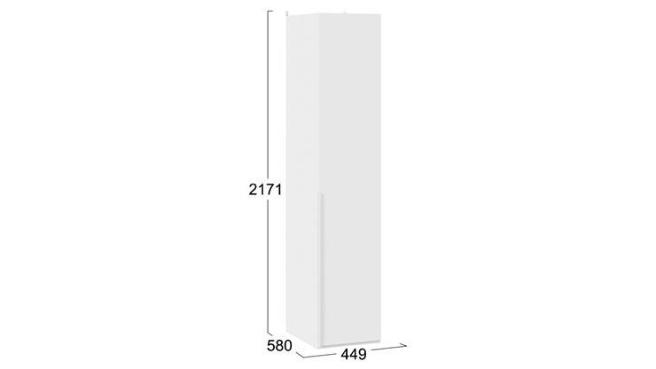 Шкаф одностворчатый Порто (580) СМ-393.07.001 (Белый жемчуг/Белый софт) в Петрозаводске - изображение 3