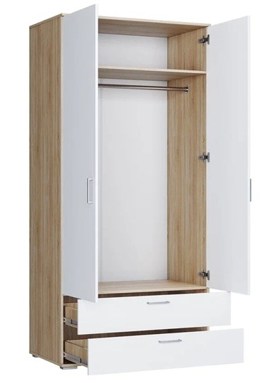 Шкаф в спальню ШР-2/1 с ящиками Лайт Дуб сонома / Белый в Петрозаводске - изображение 1