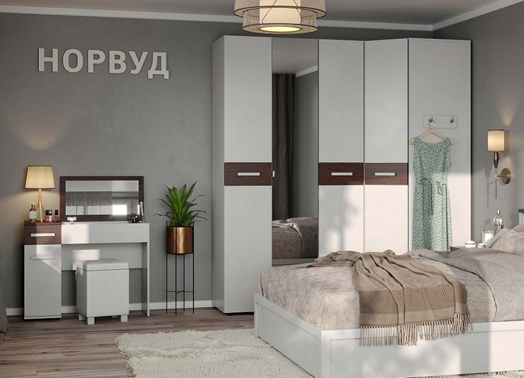 Шкаф в спальню Норвуд 156, Белый-Орех шоколадный в Петрозаводске - изображение 3