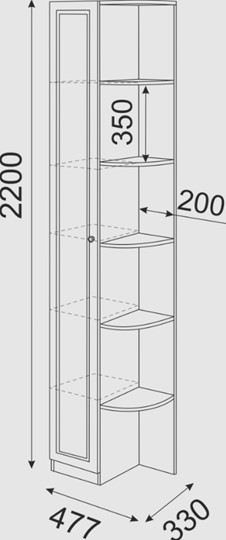 Угловой шкаф-стеллаж Беатрис М13 левый (Орех Гепланкт) в Петрозаводске - изображение 3