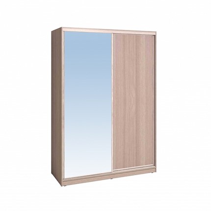 Шкаф 2-х дверный 1600 Домашний Зеркало/ЛДСП, Ясень шимо светлый в Петрозаводске - изображение