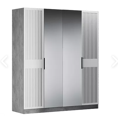 Шкаф 4-дверный Бержер, 2 двери глухие + 2 шт с зеркалом в Петрозаводске - изображение