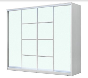 Шкаф 4-х дверный ХИТ 24-4-24/2-8888, с матовым стеклом, разделительные планки х2, Белый в Петрозаводске