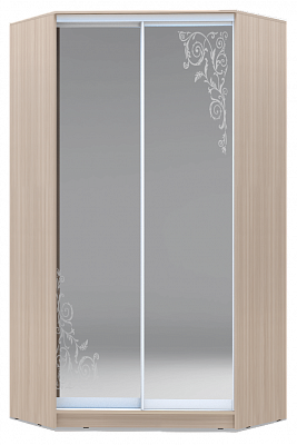 Шкаф 2300х1103, ХИТ У-23-4-66-09, Орнамент, 2 зеркала, шимо светлый в Петрозаводске - изображение