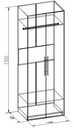 Шкаф двухстворчатый Bauhaus 8+ Фасад стандарт, Бодега Светлый в Петрозаводске - изображение 1