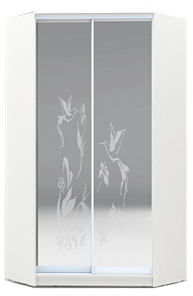 Угловой шкаф 2200х1103, ХИТ У-22-4-66-03, колибри, 2 зеркала, белая шагрень в Петрозаводске - предосмотр