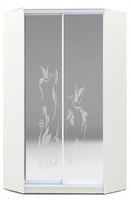 Угловой шкаф 2200х1103, ХИТ У-22-4-66-03, колибри, 2 зеркала, белая шагрень в Петрозаводске - изображение
