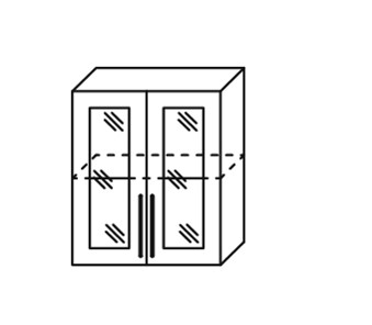 Кухонный шкаф Мыло, настенный двухдверный с полкой со вставкой из стекла 718*600*320, ШНст 600 в Петрозаводске - предосмотр