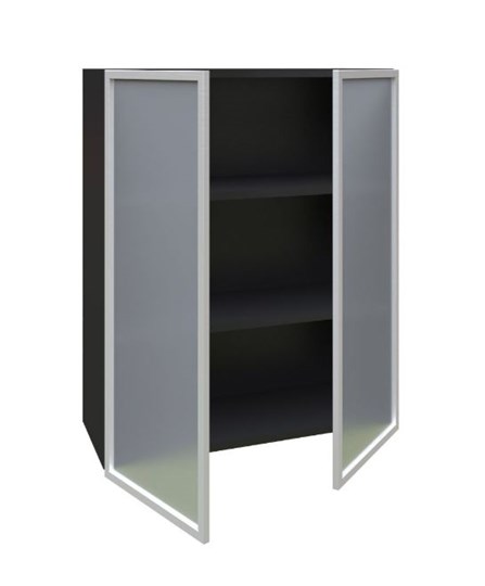 Кухонный шкаф высокий 800, Шервуд, со стеклом ЛД 281.461.000.041, серый/черный в Петрозаводске - изображение 1
