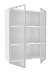 Шкаф кухонный высокий 800, Шервуд, со стеклом ЛД 281.461.000.129, белый/серый в Петрозаводске - предосмотр 1
