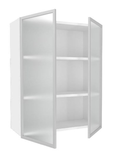 Шкаф кухонный высокий 800, Шервуд, со стеклом ЛД 281.461.000.129, белый/серый в Петрозаводске - изображение 1