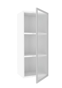 Кухонный шкаф высокий 400 Шервуд, со стеклом правый ЛД 281.422.000.122, белый/серый в Петрозаводске - предосмотр 1