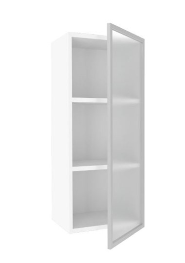 Кухонный шкаф высокий 400 Шервуд, со стеклом правый ЛД 281.422.000.122, белый/серый в Петрозаводске - изображение 1