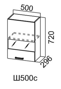 Шкаф кухонный со стеклом Модус, Ш500с/720, цемент светлый в Петрозаводске - предосмотр 3