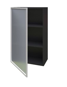 Кухонный высокий шкаф 600, Шервуд, со стеклом левый ЛД 281.451.000.038, серый/черный в Петрозаводске - предосмотр 1