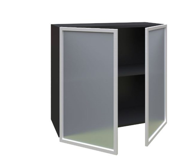 Шкаф на кухню 800, Шервуд, со стеклом ЛД 281.361.000.030, серый/черный в Петрозаводске - изображение 1