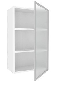 Кухонный высокий шкаф 600, Шервуд, со стеклом правый, ЛД 281.452.000.127, белый/серый в Петрозаводске - предосмотр 1
