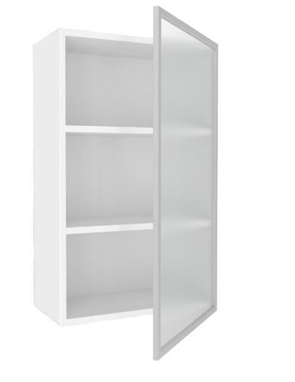 Кухонный высокий шкаф 600, Шервуд, со стеклом правый, ЛД 281.452.000.127, белый/серый в Петрозаводске - изображение 1