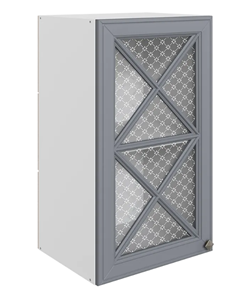 Шкаф навесной Мишель L400 H720 (1 дв. крест.) эмаль (белый/серый) в Петрозаводске - предосмотр