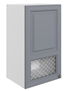 Навесной шкаф Мишель L400 H720 (1 дв. окош.) эмаль (белый/серый) в Петрозаводске - предосмотр