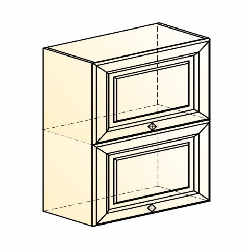 Кухонный навесной шкаф Мишель L600 H720 (2 дв. гл. гориз.) эмаль (белый/белый) в Петрозаводске - изображение 1