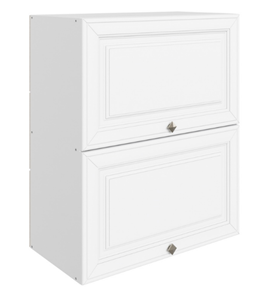 Кухонный навесной шкаф Мишель L600 H720 (2 дв. гл. гориз.) эмаль (белый/белый) в Петрозаводске - предосмотр