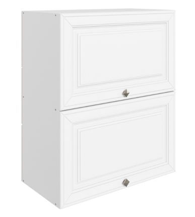 Кухонный навесной шкаф Мишель L600 H720 (2 дв. гл. гориз.) эмаль (белый/белый) в Петрозаводске - изображение