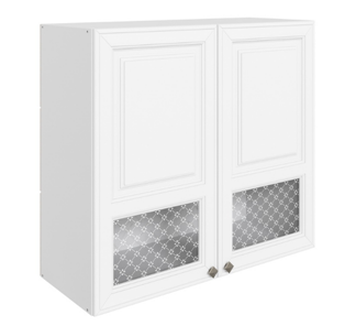 Шкаф на кухню Мишель L800 H720 (2 дв. окош.) эмаль (белый/белый) в Петрозаводске - предосмотр