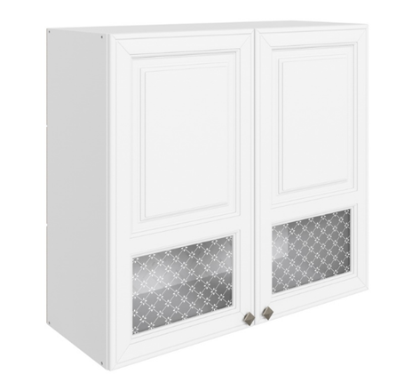 Шкаф на кухню Мишель L800 H720 (2 дв. окош.) эмаль (белый/белый) в Петрозаводске - изображение