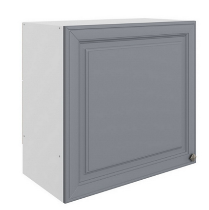 Шкаф на кухню Мишель под вытяжку L600 H566 (1 дв. гл.) эмаль (белый/серый) в Петрозаводске - изображение