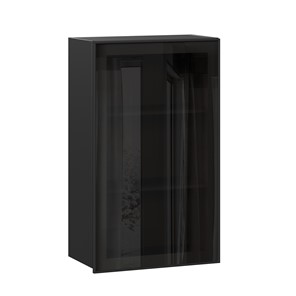 Кухонный шкаф Паола  ЛД 590.450.000.081 600 высокий стекло (Черный/Чёрный) в Петрозаводске