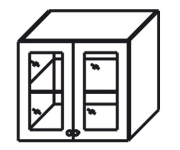 Шкаф кухонный Верона настенный двухдверный с полкой со вставкой из стекла 718*600*320 мм, глянец/софт в Петрозаводске
