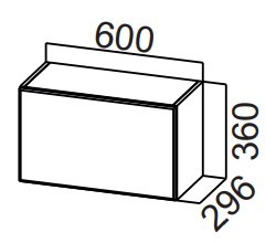 Навесной кухонный шкаф Стайл, ШГ600/360 горизонтальный, МДФ в Петрозаводске - предосмотр