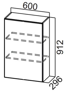Навесной кухонный шкаф Стайл, Ш600/912(1ств), МДФ в Петрозаводске - предосмотр