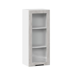 Навесной кухонный шкаф 400 высокий со стеклом Джамис ЛД 296.420.000.026, Белый/Белый камень в Петрозаводске