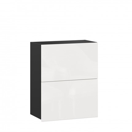 Кухонный навесной шкаф 600 горизонтальный Шервуд, ЛД 281.970.000.085, черный/белый глянец в Петрозаводске - изображение
